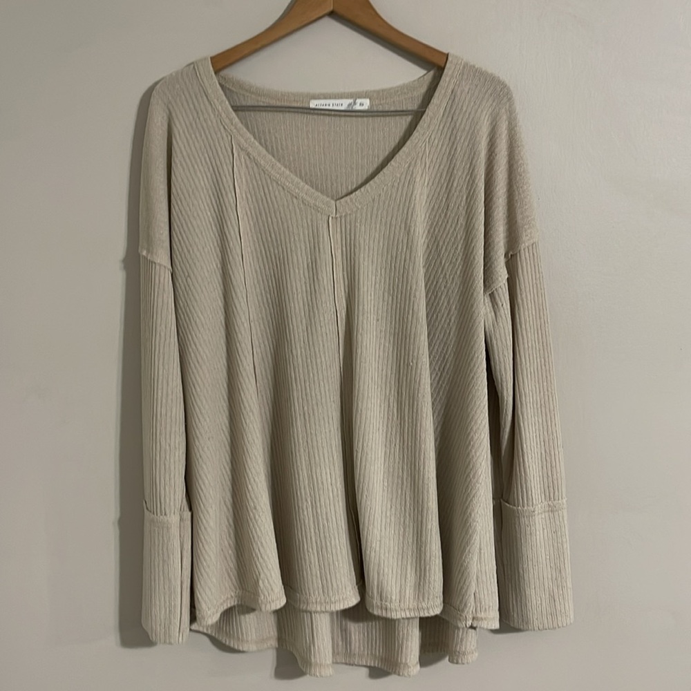 Altar'd State Beige Ribbed Blouse - Picture 2 of 9